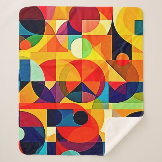 Bauhaus Kleur Geometrie Design Sherpa Deken (Voorkant)