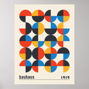  Bauhaus kleurrijke geometrische cirkels Poster