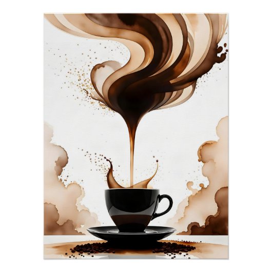 Bauhaus kunst ochtendkoffie (bruin) perfect poster (Voorkant)