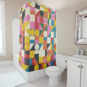 Bauhaus kunstwerk: abstracte geometrische composit douchegordijn (In situ)