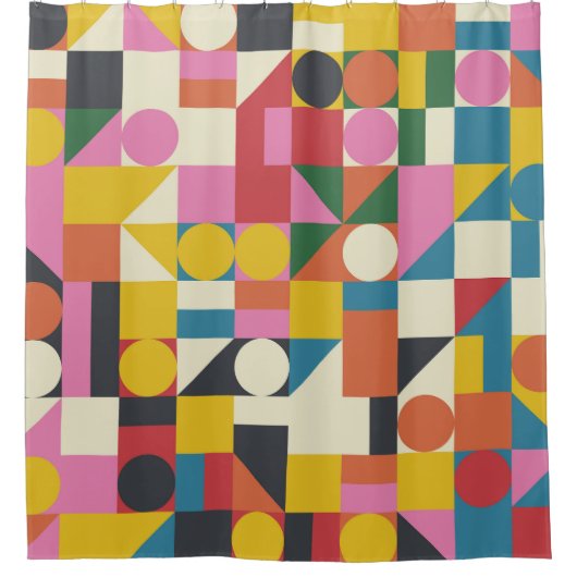 Bauhaus kunstwerk: abstracte geometrische composit douchegordijn (Voorkant)