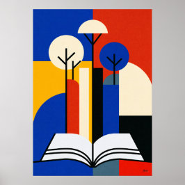 Bauhaus Leeshout Geometric Boekliefhebber Kunst Poster