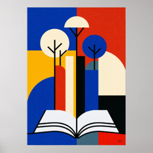 Bauhaus Leeshout Geometric Boekliefhebber Kunst Poster