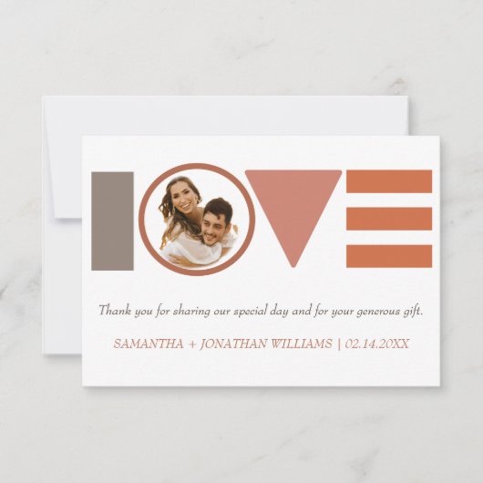 Bauhaus Love Gestreepte Fotobruiloft Bedankkaart (Voorkant)