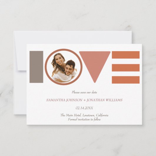 Bauhaus Love Gestreepte Fotobruiloft Save the Date (Voorkant)