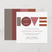 Bauhaus Love Gestreepte Vierkante Huwelijksuitnodi Kaart (Voorkant / Achterkant)