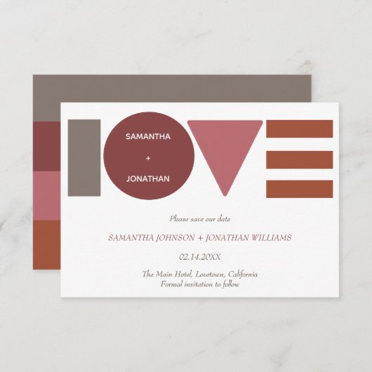 Bauhaus Love Striped Wedding Save The Date (Voorkant / Achterkant)