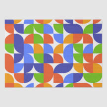 Bauhaus Mid Century Patroon Blauw, Oranje, Groen