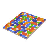 Bauhaus Mid Century Patroon blauw, Sinaasappel, gr Tegeltje (Zijkant)