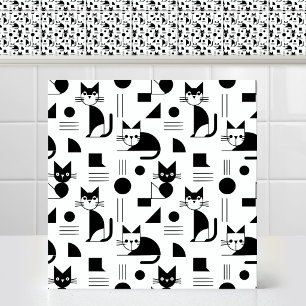 Bauhaus minimalistische geometrische kat herhalend tegeltje