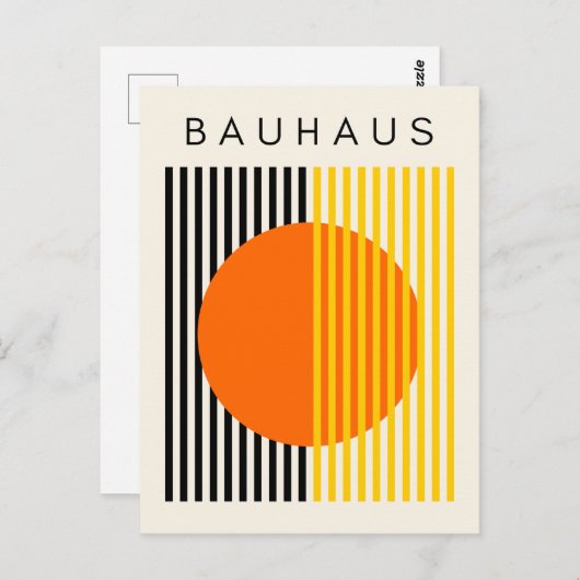 Bauhaus Modern Art Sinaasappel Circle Stripes Briefkaart (Voorkant / Achterkant)