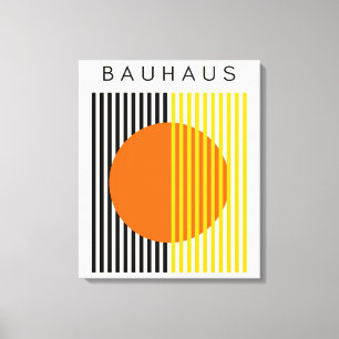 Bauhaus Modern Art Sinaasappel Circle Stripes Canvas Afdruk