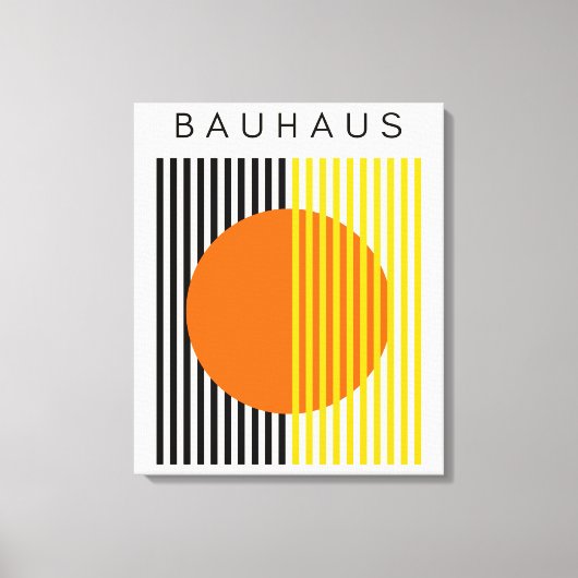 Bauhaus Modern Art Sinaasappel Circle Stripes Canvas Afdruk (Voorkant)