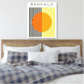 Bauhaus Modern Art Sinaasappel Circle Stripes Canvas Afdruk (Insitu (Slaapkamer))