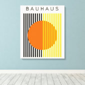 Bauhaus Modern Art Sinaasappel Circle Stripes Canvas Afdruk (Insitu (Houten vloer))