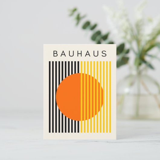 Bauhaus Modern Art Sinaasappel Circle Stripes Feestdagenkaart (Staand voorkant)