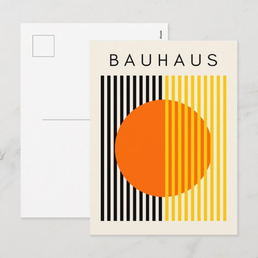 Bauhaus Modern Art Sinaasappel Circle Stripes Feestdagenkaart (Voorkant / Achterkant)