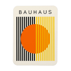Bauhaus Modern Art Sinaasappel Circle Stripes Magneet