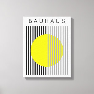 Bauhaus Moderne Kunst Gele Cirkel Strepen Canvas Afdruk