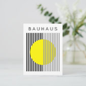Bauhaus Moderne Kunst Gele Cirkel Strepen Feestdagenkaart (Staand voorkant)