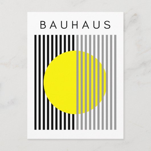 Bauhaus Moderne Kunst Gele Cirkel Strepen Feestdagenkaart (Voorkant)