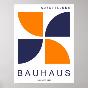 Bauhaus Oranje Marine Geometrische Kwart Cirkel Poster