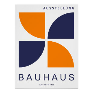 Bauhaus Oranje Marine Geometrische Kwartcirkel Perfect Poster