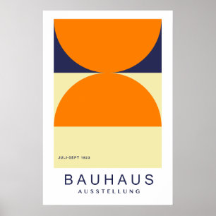 Bauhaus Oranje Marineblauw Halve Cirkel Krachtige  Poster