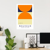 Bauhaus Oranje Marineblauw Halve Cirkel Krachtige  Poster (Thuiskantoor)