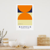 Bauhaus Oranje Marineblauw Halve Cirkel Krachtige  Poster (Keuken)