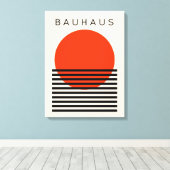 Bauhaus Oranje rode zon Canvas Afdruk (Insitu (Houten vloer))