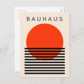 Bauhaus Oranje rode zon Feestdagenkaart (Voorkant / Achterkant)