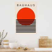 Bauhaus Oranje rode zon Poster (Keuken)