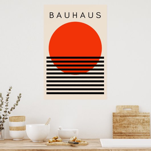 Bauhaus Oranje rode zon Poster (Keuken)