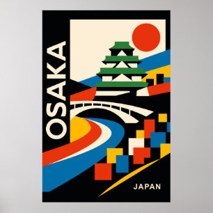 Bauhaus Osaka Japan Reisposter Krachtige Geometris Poster