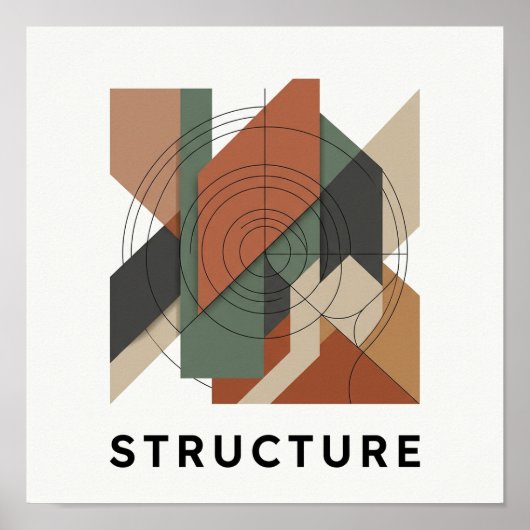 Bauhaus Overlappende Geometrie Vierkante Poster (Voorkant)