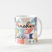 Bauhaus pastel tegel patroon met slogan koffiemok (Voorkant rechts)