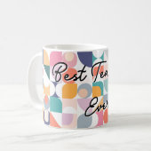 Bauhaus pastel tegel patroon met slogan koffiemok (Voorkant links)