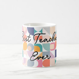 Bauhaus pastel tegel patroon met slogan koffiemok