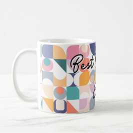 Bauhaus pastel tegel patroon met slogan koffiemok
