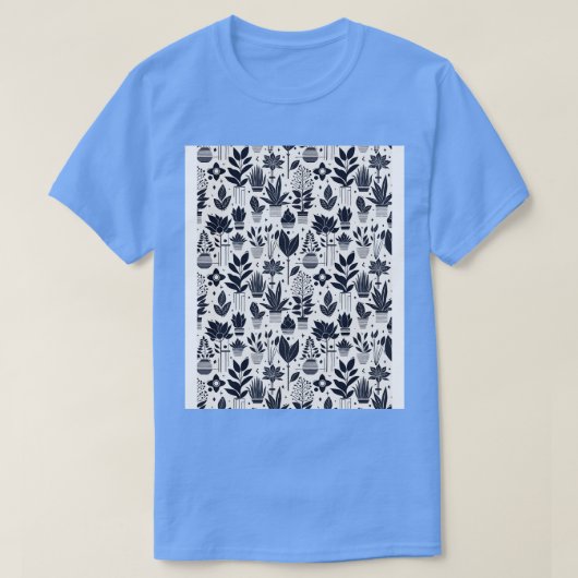 Bauhaus Plant Patroon Blauw T-shirt (Design voorkant)