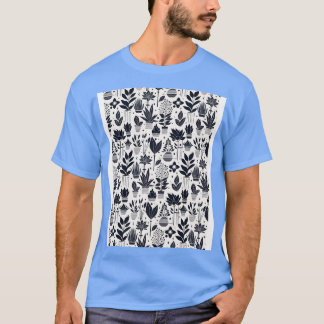 Bauhaus Plant Patroon Blauw T-shirt