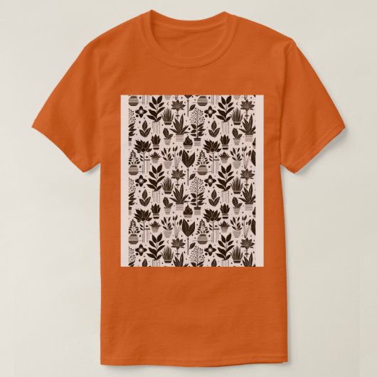 Bauhaus Plant Pattern Brown T-shirt (Design voorkant)