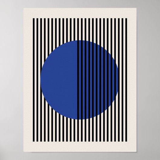 Bauhaus Poster, Blauwe Cirkellijnen Poster B7 (Voorkant)