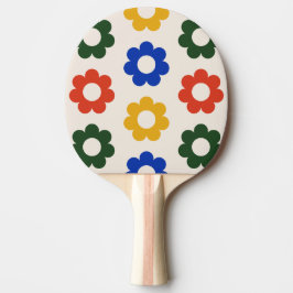 Bauhaus primaire retro bloempatroon vrouwen tafeltennisbatje