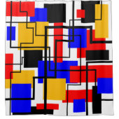 Bauhaus Rechthoeken en Lijnen - Wit Douchegordijn (Voorkant)