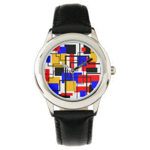 Bauhaus Rechthoeken en Lijnen - Wit Horloge
