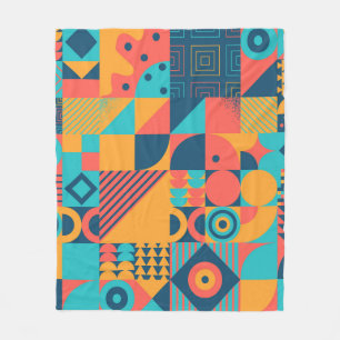 Bauhaus Retro: 70s geometrische musical Fleece Deken