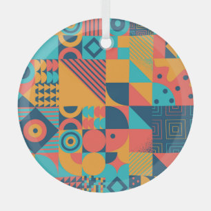 Bauhaus Retro: 70s geometrische musical Glas Ornament