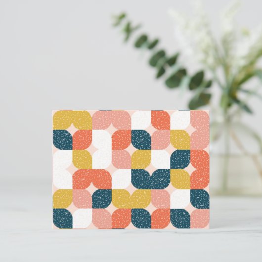 Bauhaus Retro Geometric Pattern Feestdagenkaart (Staand voorkant)